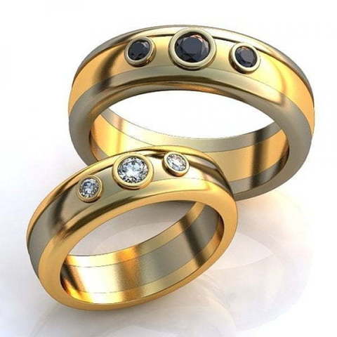 Обручальные кольца из желто-белого золота с камнями AOG-obr-590 из Комбинированные от Ювелирный салон Art of glow 1