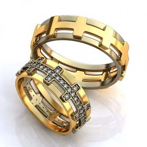 Необычные обручальные кольца с бриллиантами AOG-obr-553 из Комбинированные от Ювелирный салон Art of glow 1
