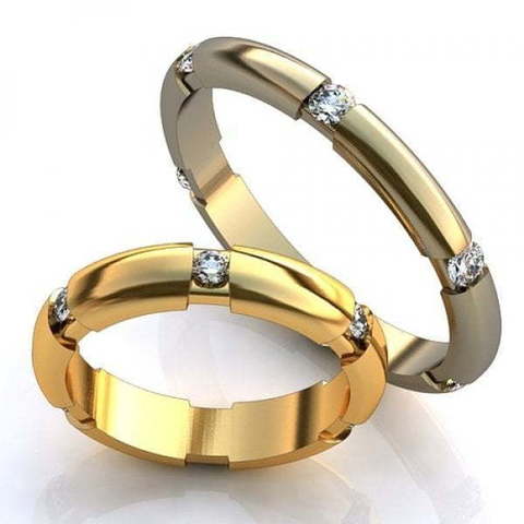 Необычные обручальные кольца с бриллиантами AOG-obr-540 из Желтое золото от Ювелирный салон Art of glow 1