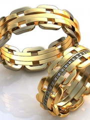 Необычные золотые обручальные кольца звеньями AOG-obr-422 из Комбинированные от Ювелирный салон Art of glow 1