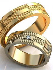 Золотые обручальные кольца с рельефом AOG-obr-341 из Желтое золото от Ювелирный салон Art of glow 1