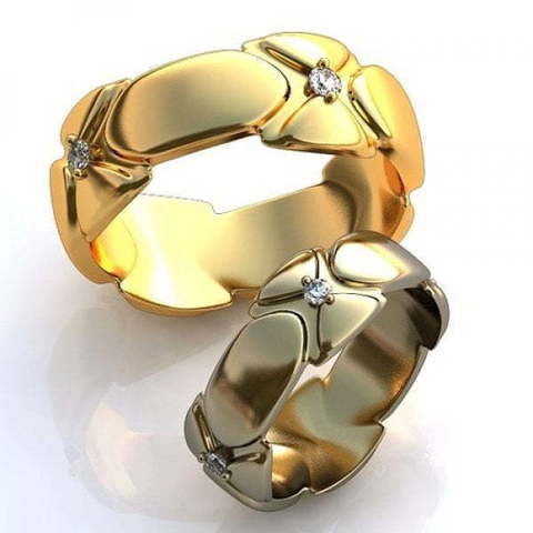 Фигурные золотые обручальные кольца с бриллиантами AOG-obr-729 из Желтое золото от Ювелирный салон Art of glow 1