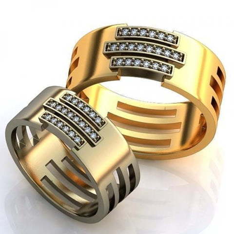 Широкие обручальные кольца авторского дизайна AOG-obr-306 из Желтое золото от Ювелирный салон Art of glow 1