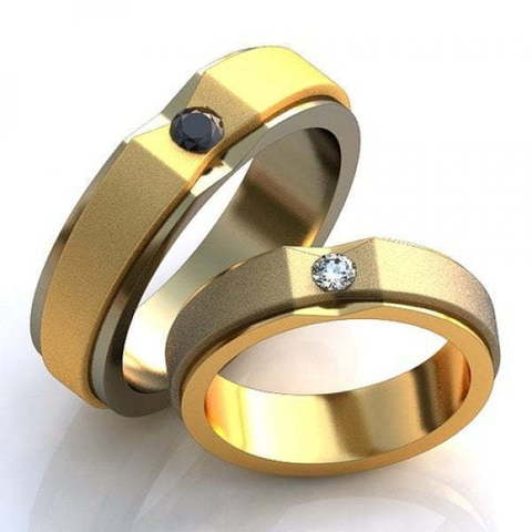 Обручальные кольца из желто-белого золота с бриллиантом AOG-obr-772 из Комбинированные от Ювелирный салон Art of glow 1