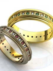 Обручальные кольца с цветными камнями AOG-obr-630 из Желтое золото от Ювелирный салон Art of glow 1