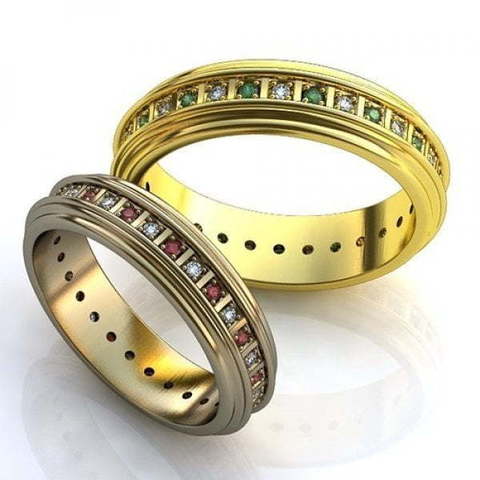 Обручальные кольца с цветными камнями AOG-obr-630 из Желтое золото от Ювелирный салон Art of glow 1