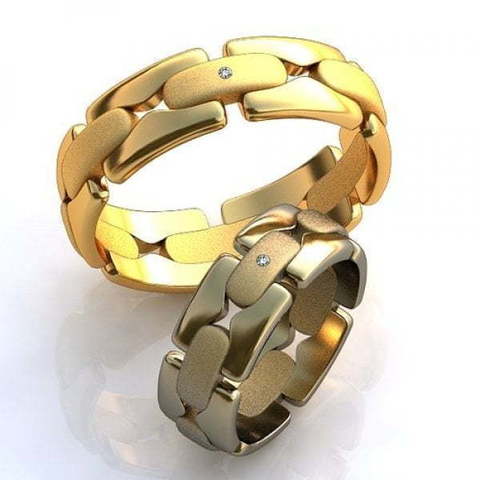 Золотые обручальные кольца оригинального дизайна AOG-obr-666 из Желтое золото от Ювелирный салон Art of glow 1