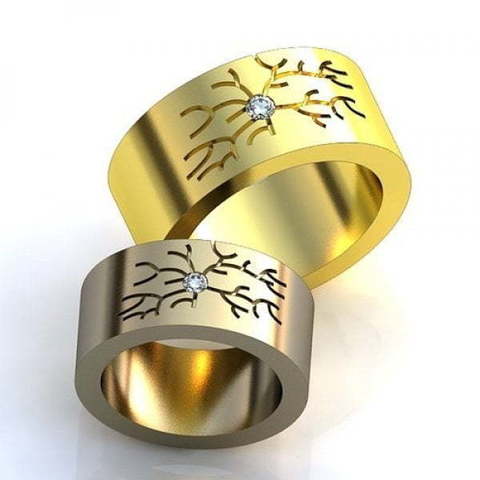 Широкие обручальные кольца необычного дизайна AOG-obr-464 из Желтое золото от Ювелирный салон Art of glow 1