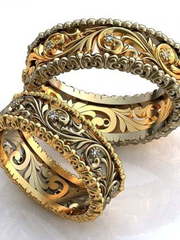 Золотые обручальные кольца с узором AOG-obr-639 из Комбинированные от Ювелирный салон Art of glow 1