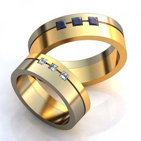 Оригинальные обручальные кольца из золота с сапфирами AOG-obr-664 из Комбинированные от Ювелирный салон Art of glow 1