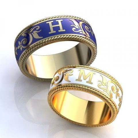 Золотые обручальные кольца с эмалью AOG-obr-689 из Желтое золото от Ювелирный салон Art of glow 1