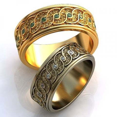 Обручальные кольца с драгоценными камнями AOG-obr-275 из Желтое золото от Ювелирный салон Art of glow 1