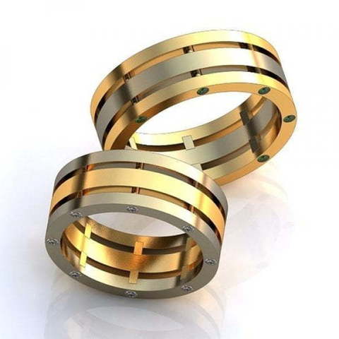 Необычные обручальные кольца с изумрудами AOG-obr-466 из Комбинированные от Ювелирный салон Art of glow 1