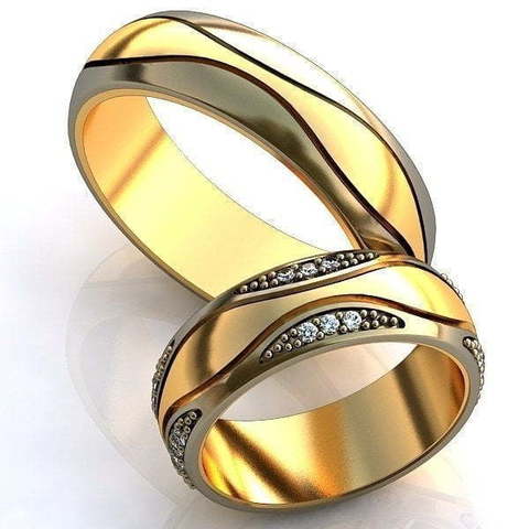 Стильные обручальные кольца для двоих AOG-obr-189 из Комбинированные от Ювелирный салон Art of glow 1