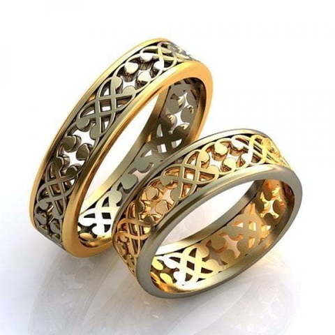 Золотые обручальные кольца без камней AOG-obr-571 из Комбинированные от Ювелирный салон Art of glow 1