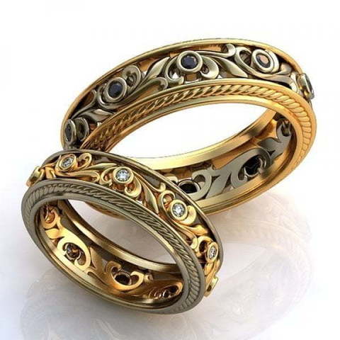 Необычные обручальные кольца с камнями AOG-obr-500 из Комбинированные от Ювелирный салон Art of glow 1