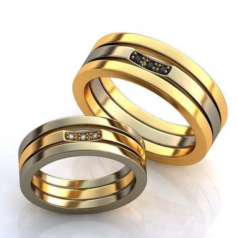 Тройные обручальные кольца с бриллиантами AOG-obr-546 из Комбинированные от Ювелирный салон Art of glow 1