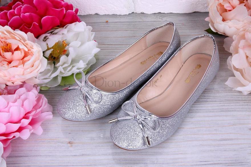 Свадебные балетки Shine серебро от  2