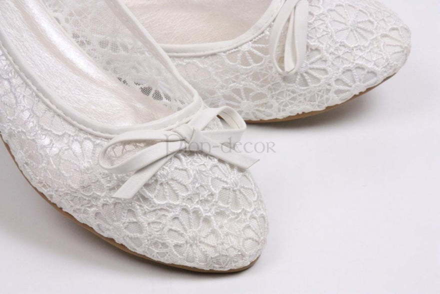 Свадебные белые кружевные балеточки от  2