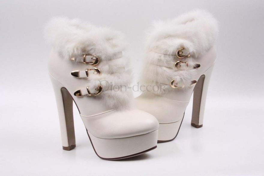 Свадебные ботильоны с мехом от  2