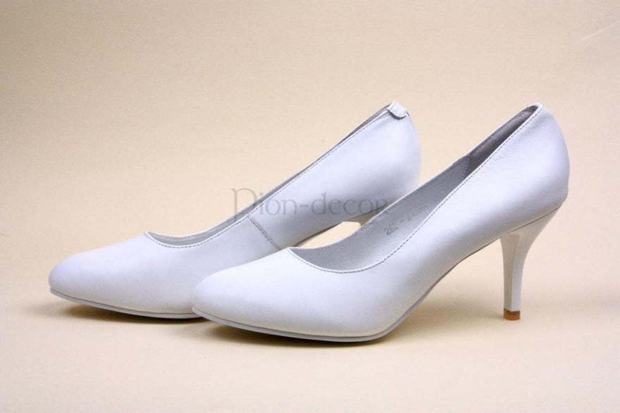Свадебные белые кожаные туфли от  1