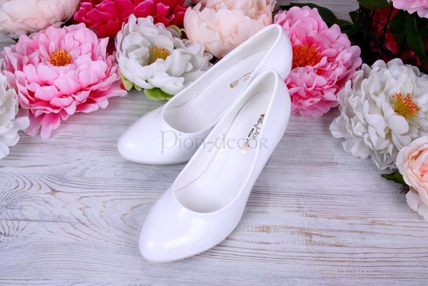 Туфли невесты Classic белые на широком каблуке от  1