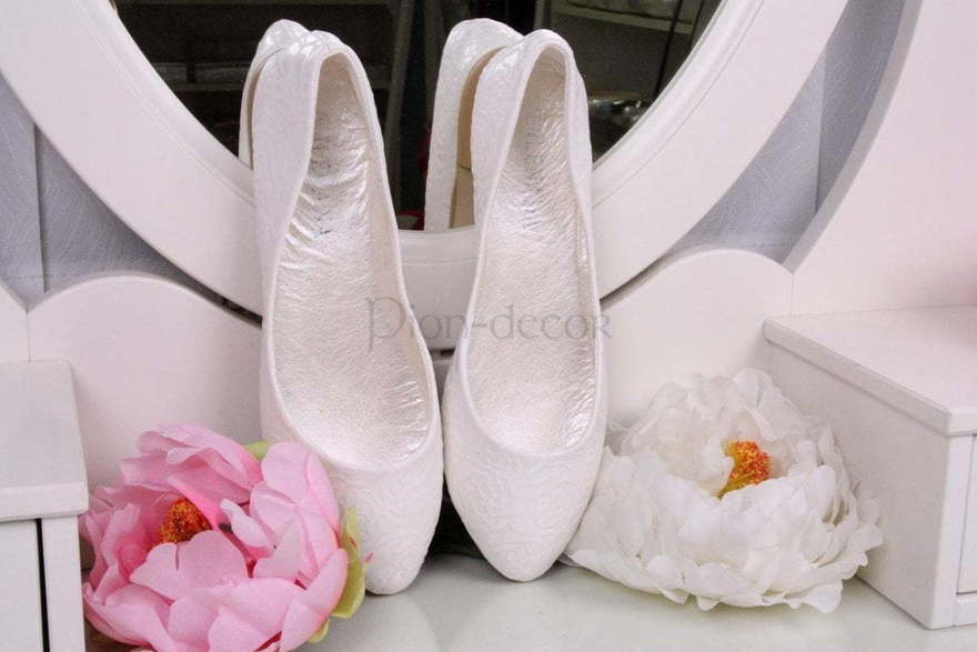 Свадебные балетки с пионовым рисунком от  2