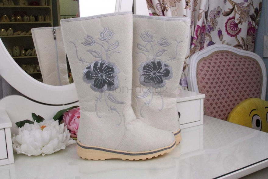 Свадебные валенки Серебристые цветы от  2
