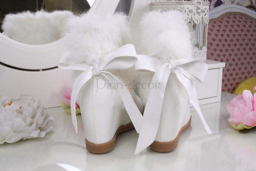 Свадебные ботильоны с замшевым бантом от  2