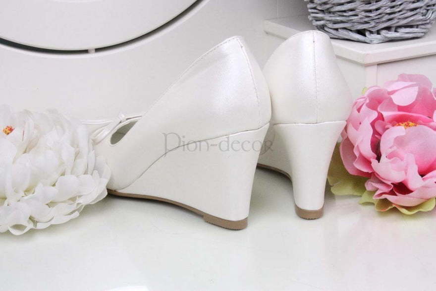 Свадебные туфельки на танкетке Мираж айвори от  2