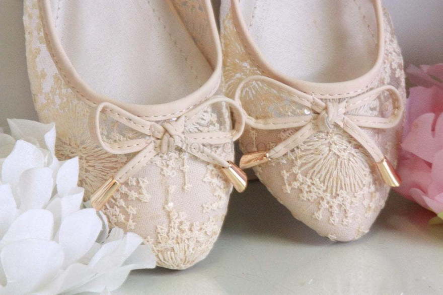 Кружевные свадебные балетки La femme айвори от  2
