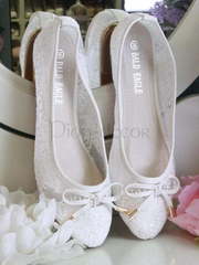 Кружевные свадебные балетки La femme белые от  1