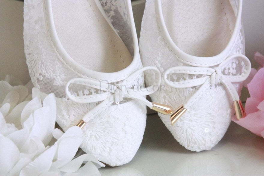 Кружевные свадебные балетки La femme белые от  2