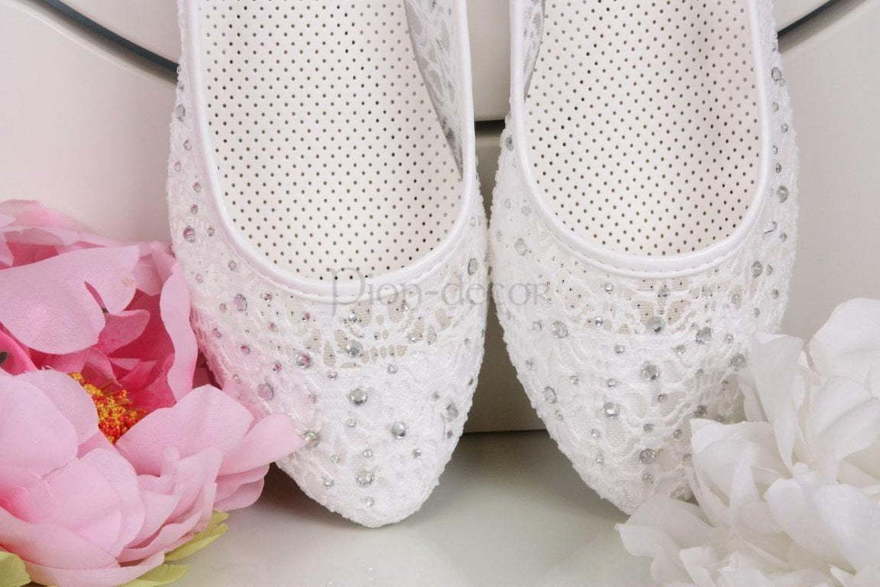 Свадебные балеточки Сristallo белые от  2