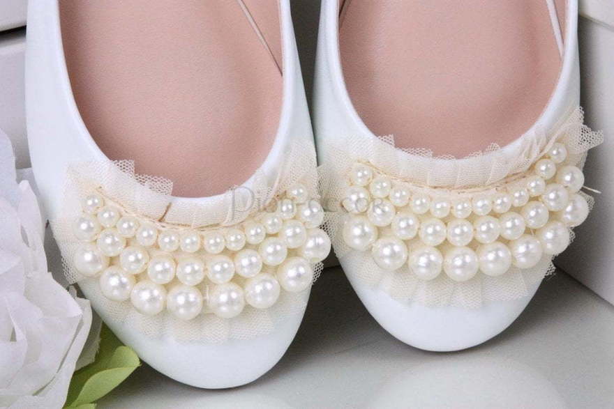 Свадебные балетки Жемчуг белые от  2