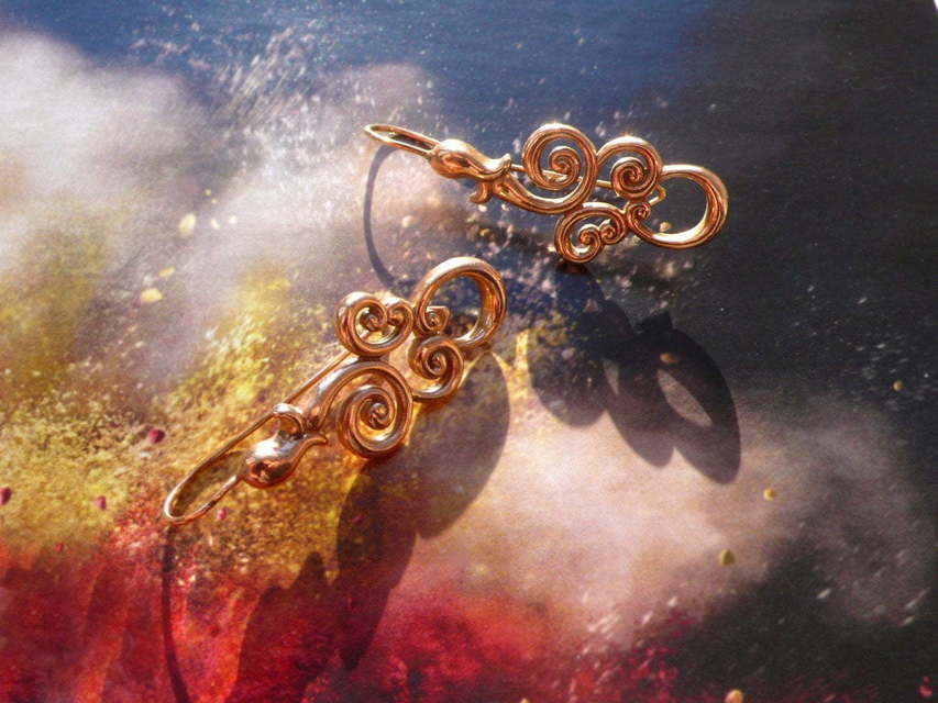 Серьги Золотой орнамент из Розовое (красное) золото от Ювелирный салон Jewellery Art 2