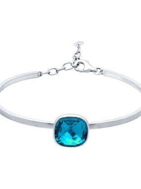 Браслет жёсткий из серебра с голубым кристаллом Swarovski из Серебро от Ювелирный салон ROYAL DIAMONDS 1