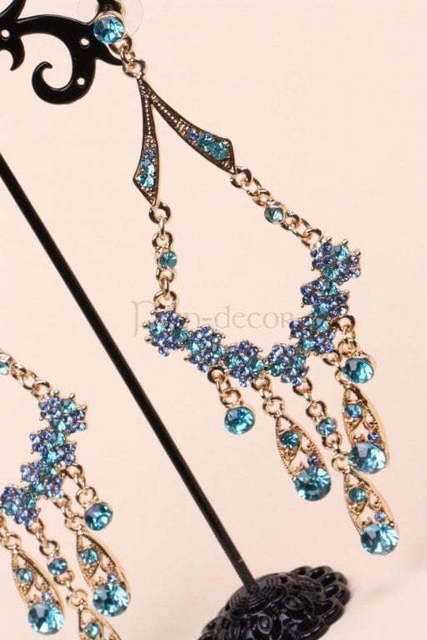 Серьги Бирюзовые цветы из Позолоченная бижутерия от  4