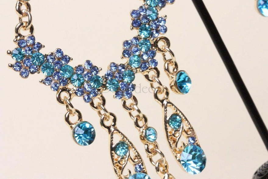 Серьги Бирюзовые цветы из Позолоченная бижутерия от  5