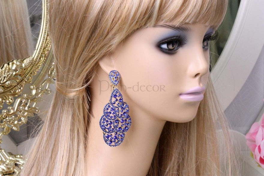 Серьги Узорные синие из Позолоченная бижутерия от  3