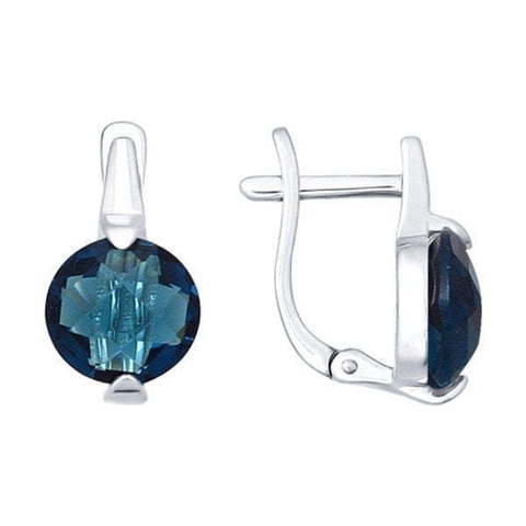 Серьги из серебра с синими стеклянными вставками из Серебро от Ювелирный салон ROYAL DIAMONDS 1