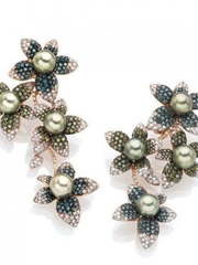 Серьги цветки с россыпью цветных драгоценных камней AOF-DE-0015 из Розовое (красное) золото от Ювелирный салон Art of glow 1