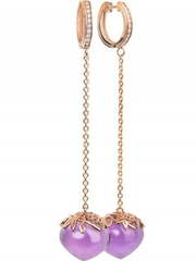 Длинные серьги с крупными аметистами редкой огранки AOG-DE-001AM из Розовое (красное) золото от Ювелирный салон Art of glow 1