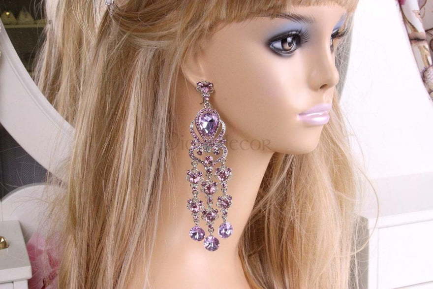 Серьги Люстра - лаванда из Посеребренная бижутерия от  2