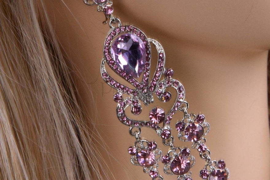 Серьги Люстра - лаванда из Посеребренная бижутерия от  3