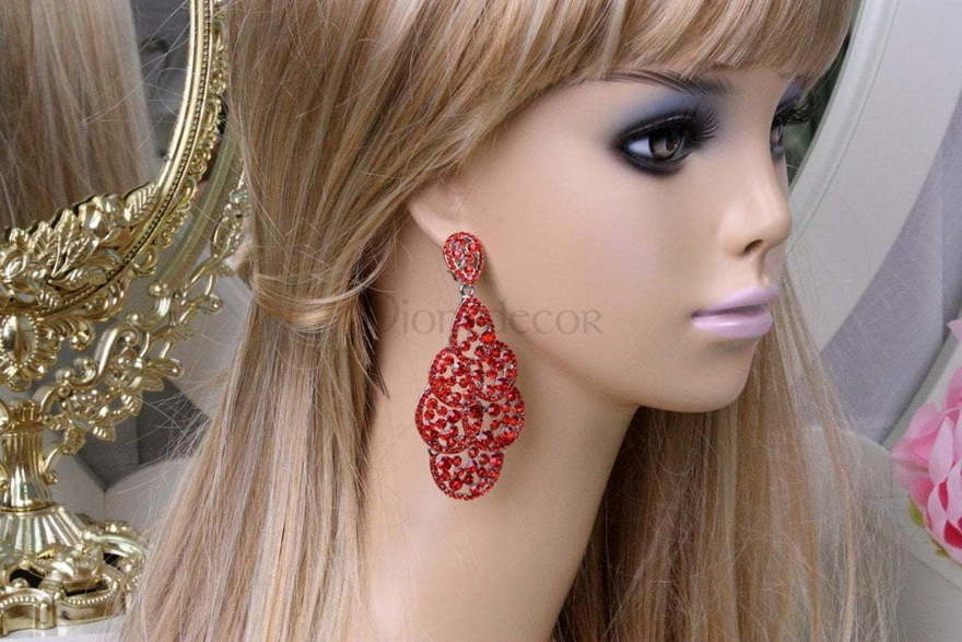 Серьги Узорные красные из Посеребренная бижутерия от  3