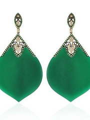 Серьги с крупными зелеными халцедонами и изумрудами AOG-DE-0013 из Розовое (красное) золото от Ювелирный салон Art of glow 1