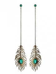 Длинные серьги перья с африканскими изумрудами AOG-DE-0011 из Розовое (красное) золото от Ювелирный салон Art of glow 1