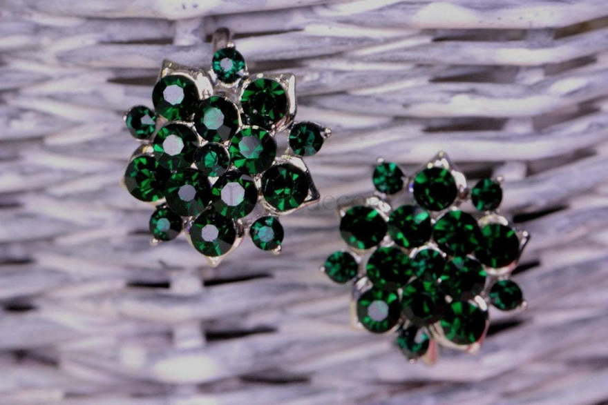 Серьги Звездочки изумрудные из Посеребренная бижутерия от  2