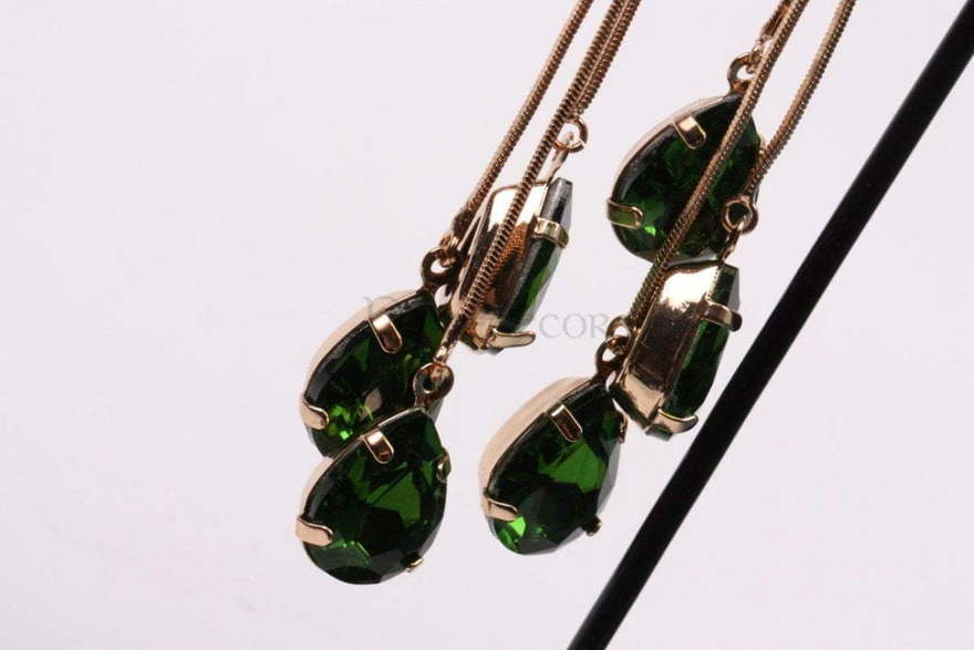 Серьги Капли зеленые из Позолоченная бижутерия от  2